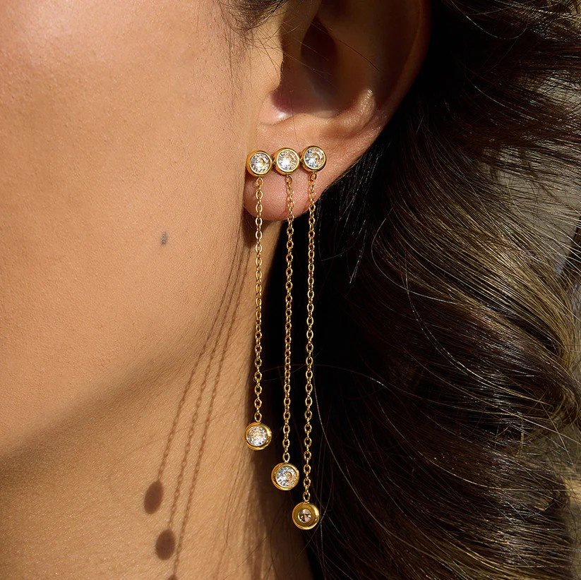 Alexa Crystal Earrings in Gold