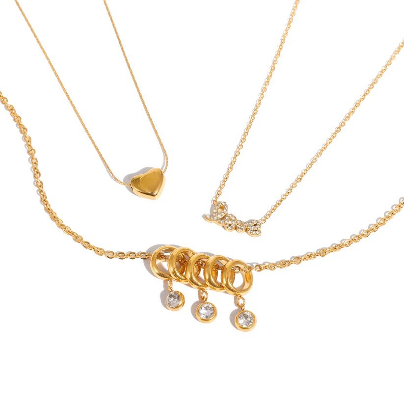 Vee Crystal Pendant Necklace in Gold