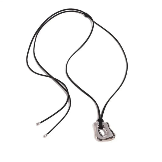Annick Leather Necklace with Gold Pendant