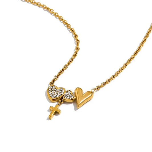 Tori Crystal Pendant Necklace in Gold