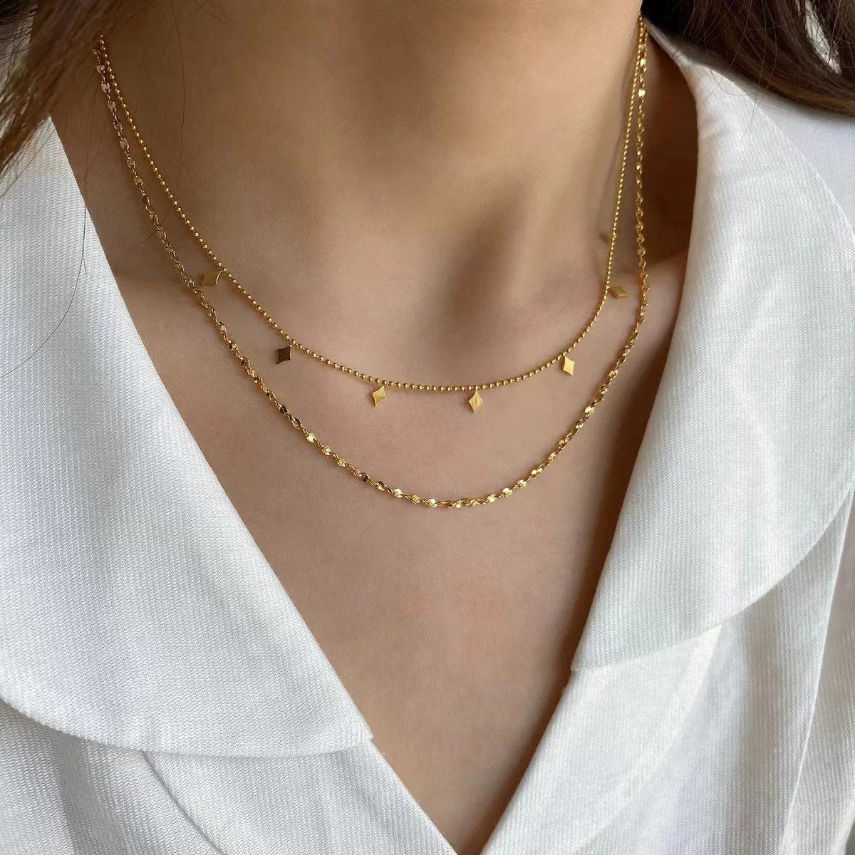 Jasmine Multi Strand Necklace in Gold