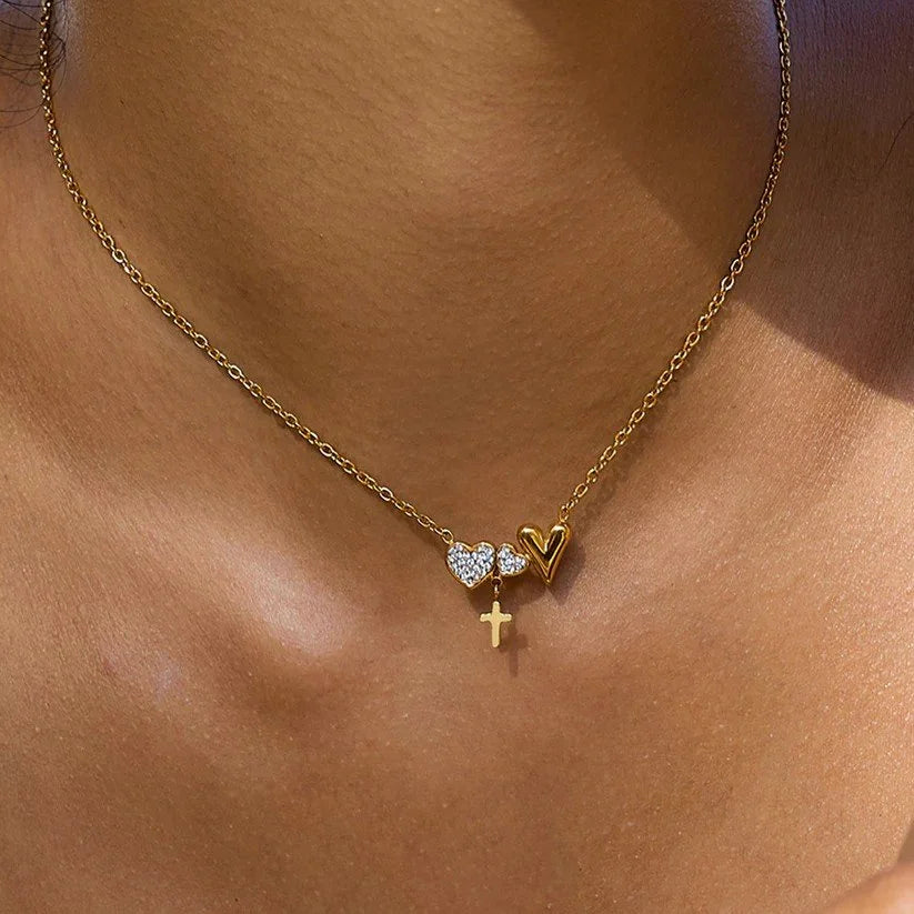 Tori Crystal Pendant Necklace in Gold