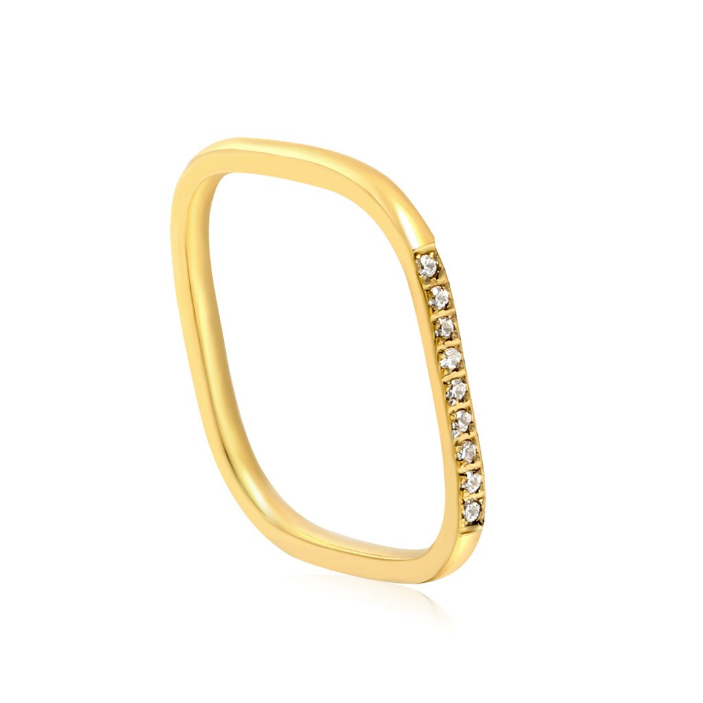 Becky Crystal Slim Band Ring in Gold