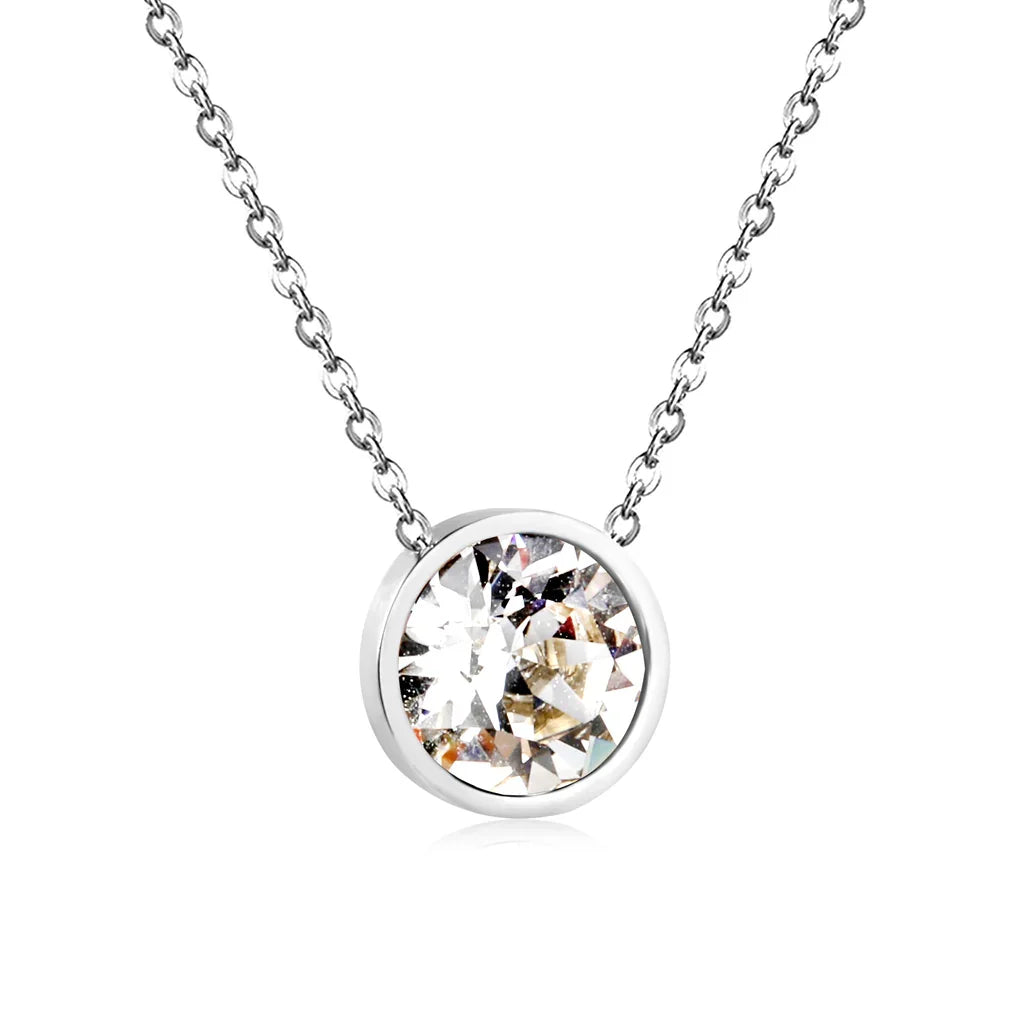 Celeste Crystal Pendant Necklace in Silver