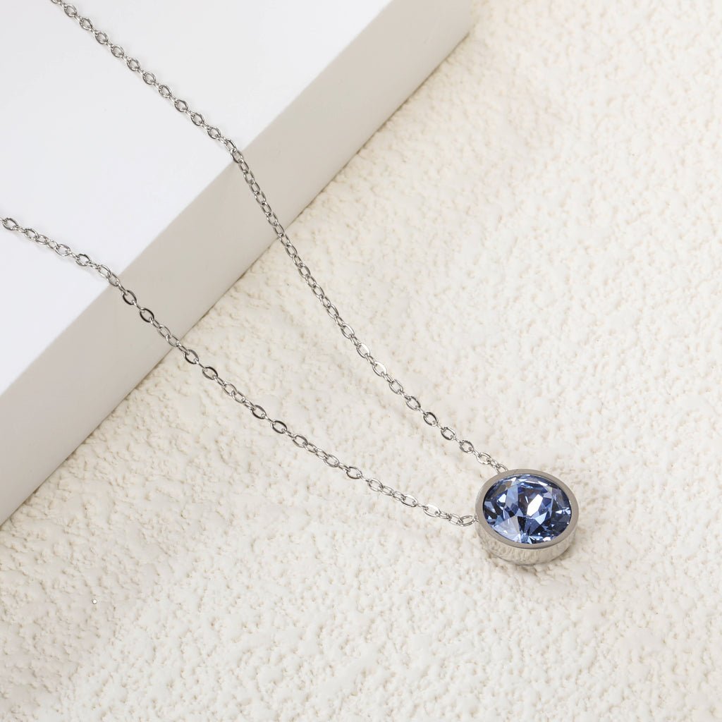Celeste Crystal Pendant Necklace in Silver