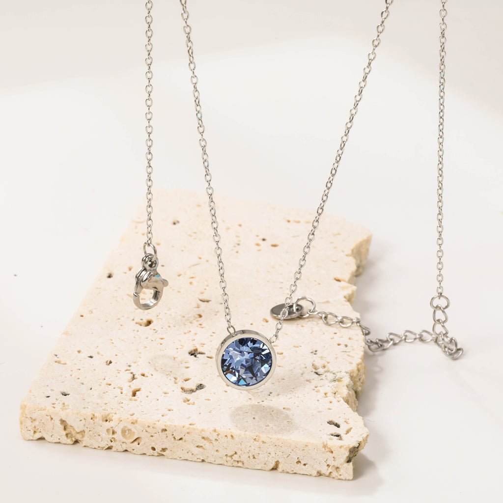 Celeste Crystal Pendant Necklace in Silver