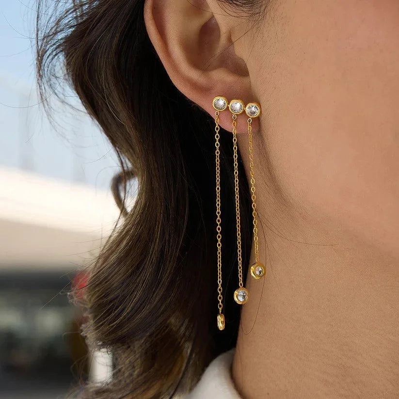 Alexa Crystal Earrings in Gold