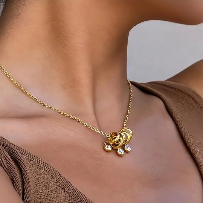 Vee Crystal Pendant Necklace in Gold