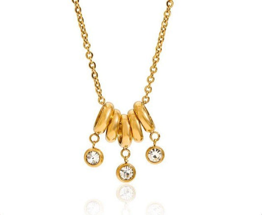 Vee Crystal Pendant Necklace in Gold