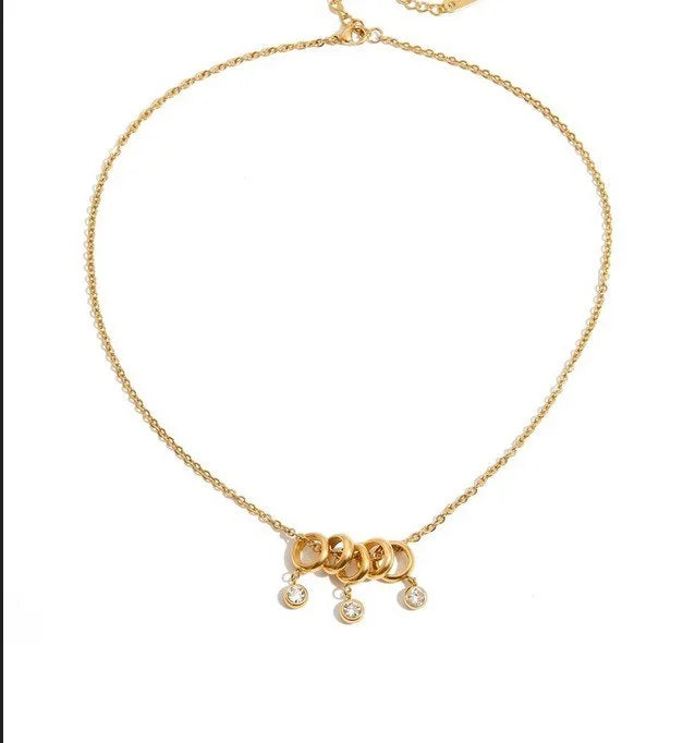 Vee Crystal Pendant Necklace in Gold