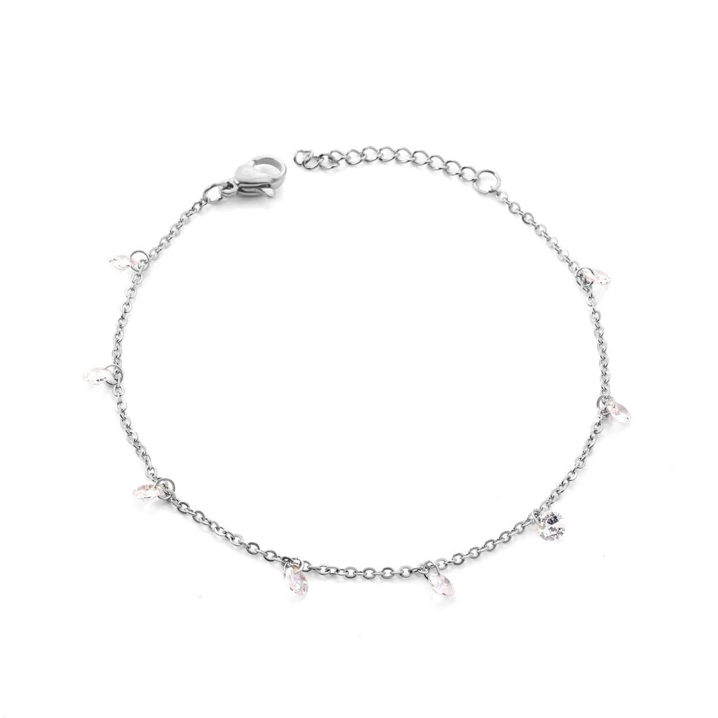 Violet White Crystal Bracelet in Silver