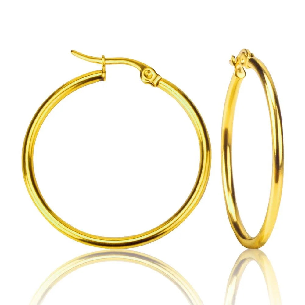 Monica Classic Medium Hoop Earrings in Gold