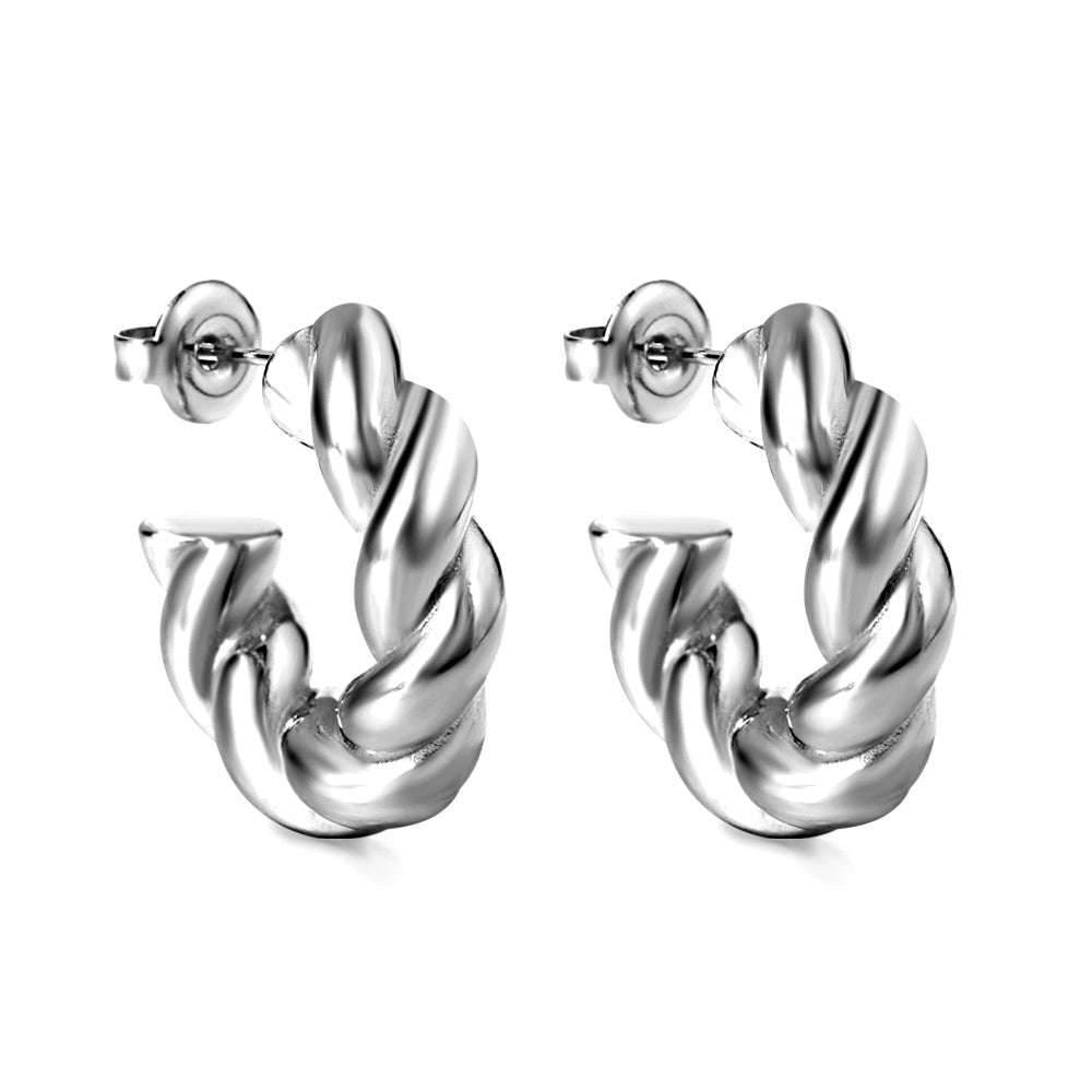 Thea Twisted Hoop Earrings in Silver