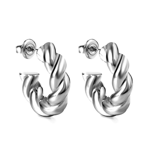 Thea Twisted Hoop Earrings in Silver