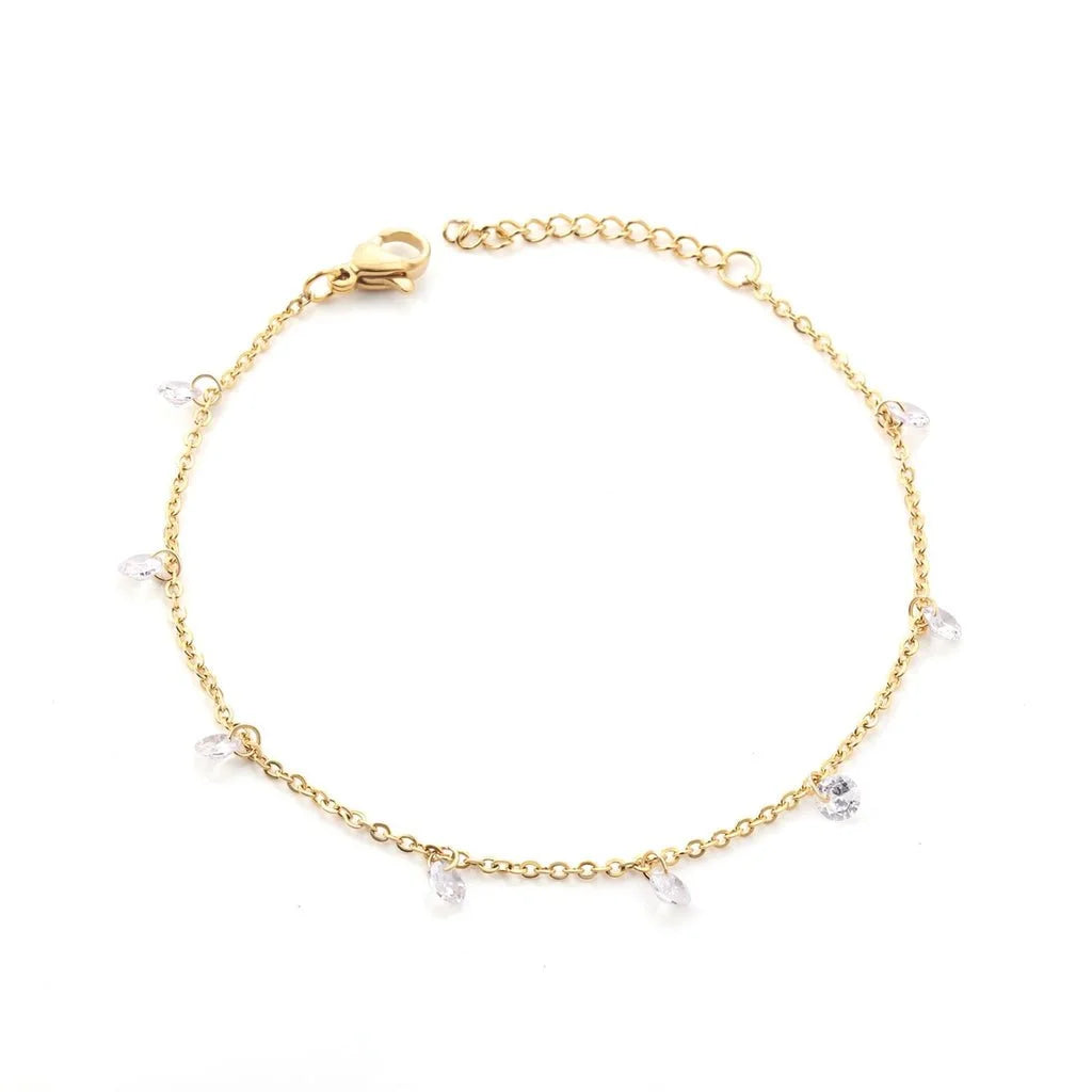 Violet White Crystal Bracelet in Gold